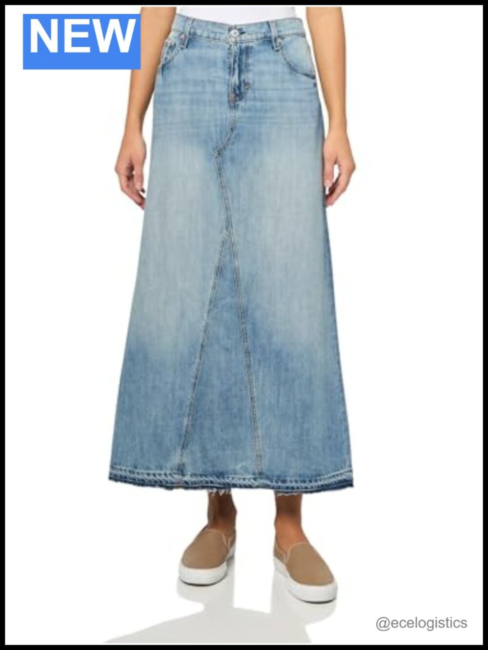 Lucky Brand 100% Cotton Denim Maxi Skirt High Rise Casual